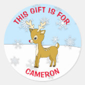 キュートクリスマストナカイパーソナライズされたギフトラベル ラウンドシール (正面)