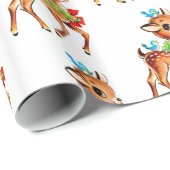 キュートクリスマストナカイヴィンテージレトロスウィート ラッピングペーパー (ロールコーナー)