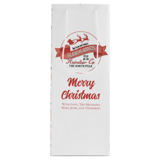 キュートクリスマストナディアレッドカスタム ワインギフトバッグ (正面)