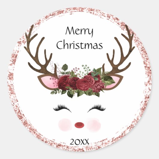 キュートクリスマストナディアレッドフローラ ラウンドシール (正面)