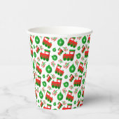 キュートクリスマストラクターベリーオーナメントパターン 紙コップ (右)