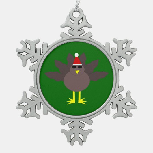 キュートクリスマストルコオーナメント スノーフレークピューターオーナメント (正面)