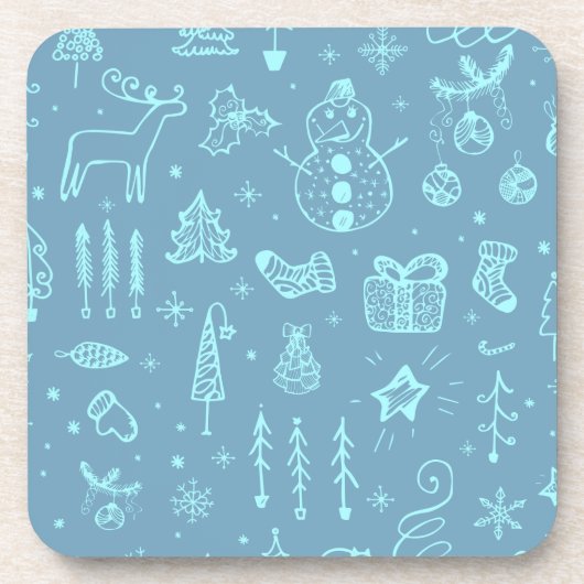 キュートクリスマスドードルスケッチイラストレーション | コースター (正面)