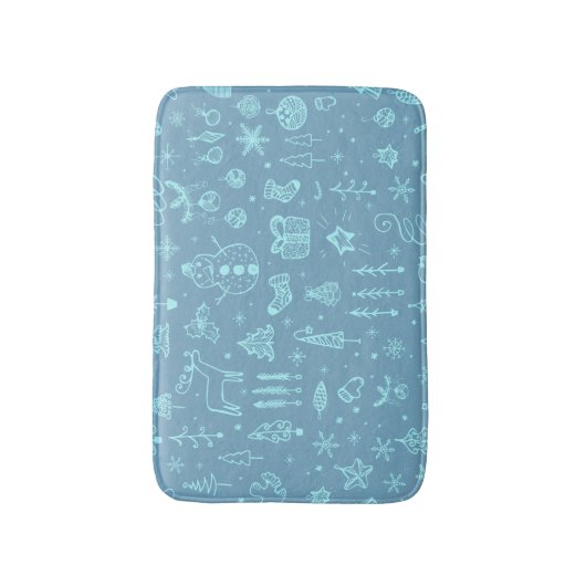 キュートクリスマスドードルスケッチイラストレーション | バスマット (正面縦)