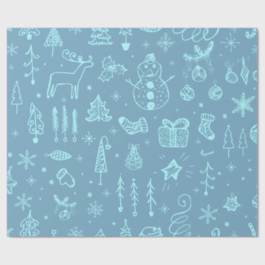 キュートクリスマスドードルスケッチイラストレーション | ラッピングペーパー (フラット)