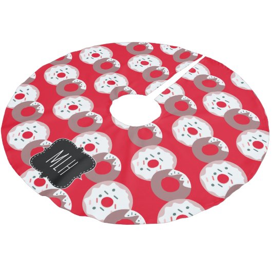 キュートクリスマスドーナツ振りかける家族イニシャル ブラッシュドポリエステルツリースカート (アングル)