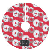 キュートクリスマスドーナツ振りかける家族イニシャル ブラッシュドポリエステルツリースカート (正面)