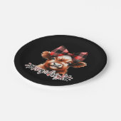 キュートクリスマスハイランドメリー牛&ブライト ペーパープレート (アングル)