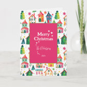 キュートクリスマスハウスフォールディングホリデーカード シーズンカード (正面)