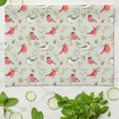 キュートクリスマスバードパターンホリデーデザイン キッチンタオル (折り畳み)