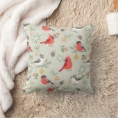キュートクリスマスバードパターンホリデーデザイン クッション (ブランケット)
