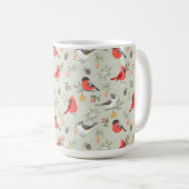 キュートクリスマスバードパターンホリデーデザイン コーヒーマグカップ (正面右)