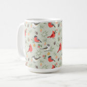 キュートクリスマスバードパターンホリデーデザイン コーヒーマグカップ (正面左)