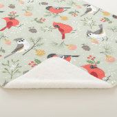 キュートクリスマスバードパターンホリデーデザイン シェルパブランケット (3/4)