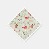キュートクリスマスバードパターンホリデーデザイン スタンダードカクテルナプキン (角)