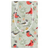 キュートクリスマスバードパターンホリデーデザイン スモールペーパーバッグ (正面)