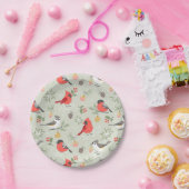 キュートクリスマスバードパターンホリデーデザイン ペーパープレート (パーティー)