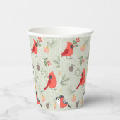 キュートクリスマスバードパターンホリデーデザイン 紙コップ (右)