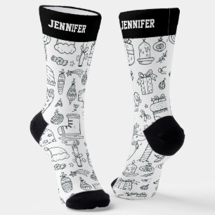 キュートクリスマスパターンクリスマスホリデードードル ソックス