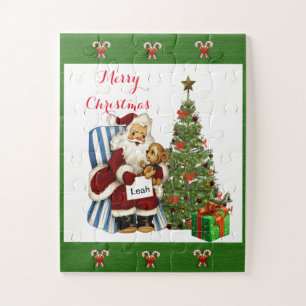 キュートクリスマスパーソナライズされたヴィンテージサンタクロース ジグソーパズル