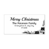 キュートクリスマスパーティーサンタフェスティバルエレガントフローラ セルフインキングスタンプ (デザイン)