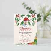 キュートクリスマスパーティーサンタフェスティバルエレガントフローラ ポストカード (スタンド正面)