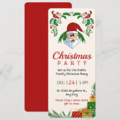 キュートクリスマスパーティーサンタフェスティバルエレガントフローラ 招待状 (正面/裏面)