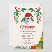 キュートクリスマスパーティーサンタフェスティバルエレガントフローラ 招待状 (正面)