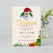 キュートクリスマスパーティーサンタフェスティバルエレガントフローラ 箔招待状 (立ち正面)