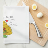 キュートクリスマスビーおもしろいホリデーマンガ キッチンタオル (四つ折り)