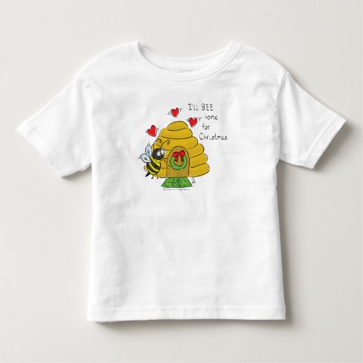 キュートクリスマスビーおもしろいホリデーマンガ トドラーTシャツ (正面)