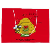 キュートクリスマスビーおもしろいホリデーマンガ ラージペーパーバッグ (裏面)