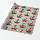 キュートクリスマスピグミーキッドヤギのポインセチアリース ラッピングペーパー (アンロールド)