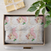 キュートクリスマスピンクレトロヴィンテージサンタ 薄葉紙 (ギフト)