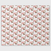 キュートクリスマスピンクレトロヴィンテージブラックサンタギフト ラッピングペーパー (フラット)