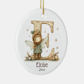 キュートクリスマスフェアリーイニシャルパーソナライズされたホリデイ セラミックオーナメント (右)
