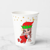 キュートクリスマスフェアリー小妖精や小人&ゴールデンスター紙吹雪 紙コップ (裏面)