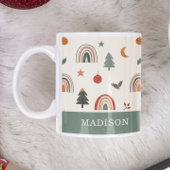 キュートクリスマスフェスティバルレインボーズホリデーズネーム マグカップ