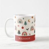 キュートクリスマスフェスティバルレインボーズホリデーズネーム マグカップ (左)