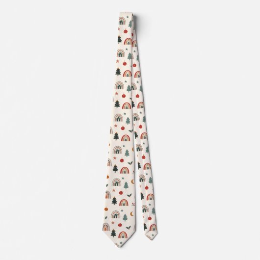 キュートクリスマスフェスティバルレインボーズホリデーズパターン ネクタイ (正面)