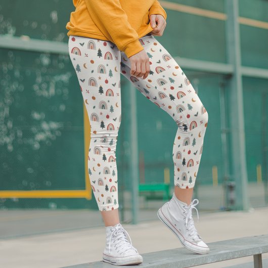 キュートクリスマスフェスティバルレインボーズホリデーズパターン レギンス