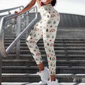 キュートクリスマスフェスティバルレインボーズホリデーズパターン レギンス