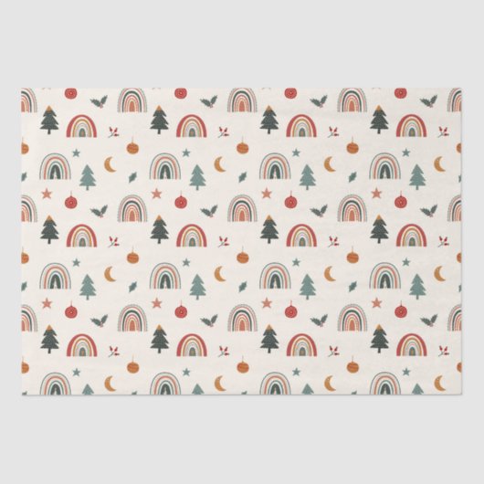 キュートクリスマスフェスティバルレインボーズホリデーズパターン 薄葉紙 (正面)