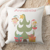 キュートクリスマスフェリーズ名前をカスタムする クッション (ブランケット)