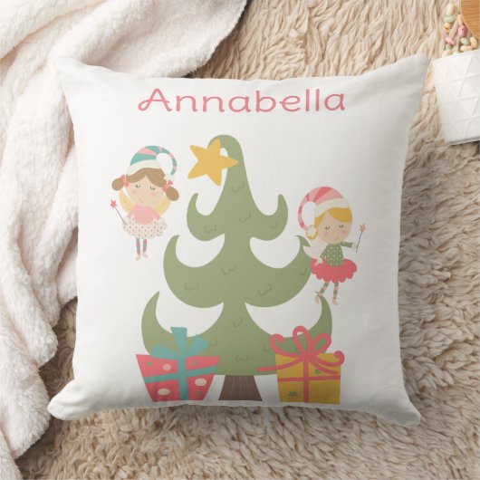 キュートクリスマスフェリーズ名前をカスタムする クッション (ブランケット)