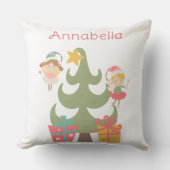 キュートクリスマスフェリーズ名前をカスタムする クッション (正面)