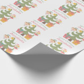 キュートクリスマスフェリーズ名前をカスタムする ラッピングペーパー (角)