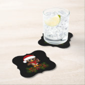 キュートクリスマスフクロウオンパインブランチコースター ペーパーコースター (インサイチュ)