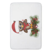 キュートクリスマスフクロウオンパインブランチバスマット バスマット (正面縦)