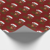 キュートクリスマスフクロウオンパインブランチラッピング紙 ラッピングペーパー (角)